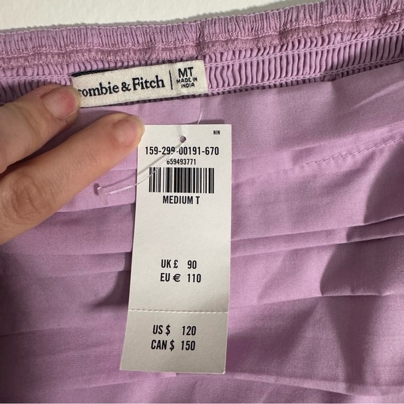 Abercrombie & Fitch Emerson Poplin Puff Sleeve Lavender Midi Dress Med Tall - Picture 11 of 13